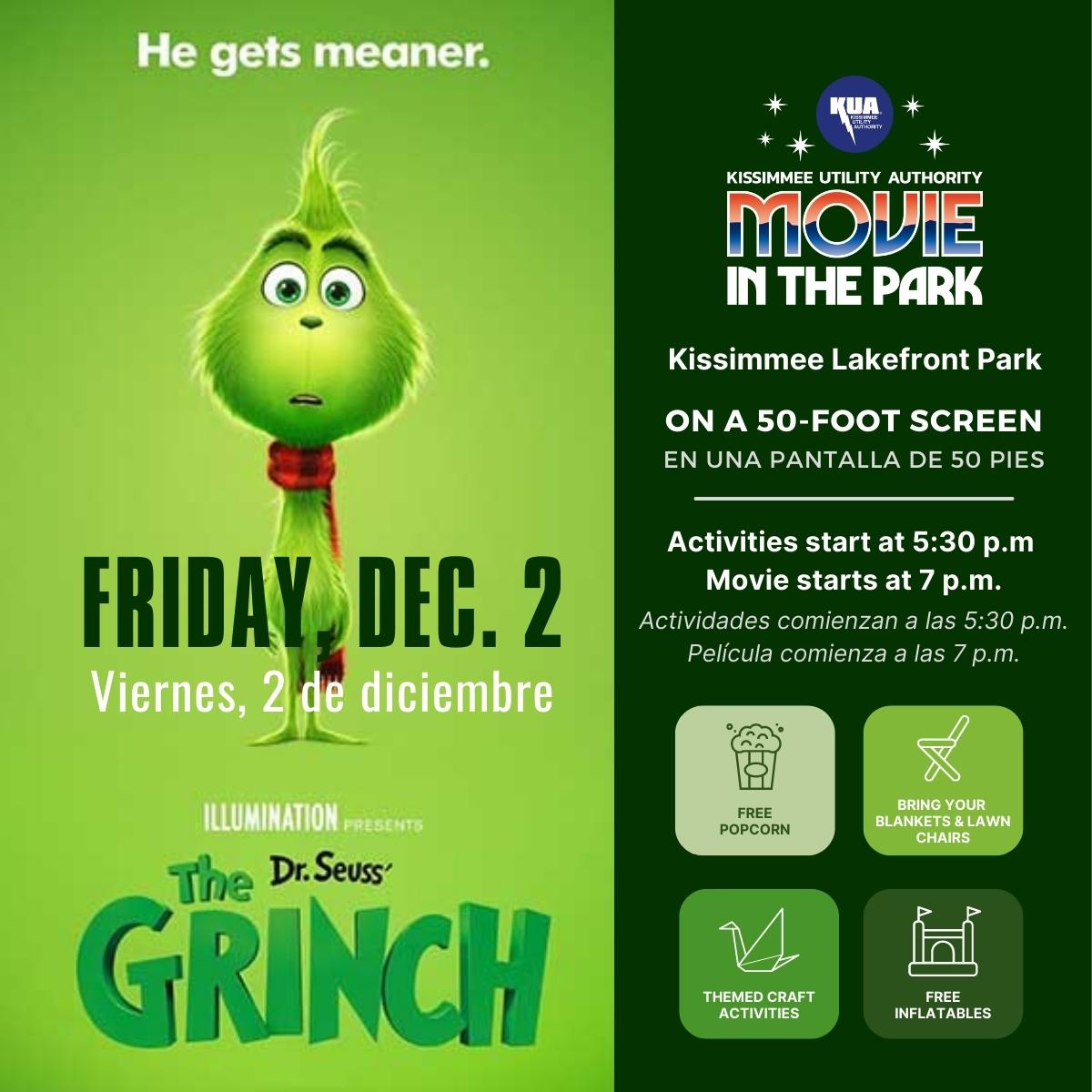 KUA to host free Movie in the Park featuring ‘The Grinch’