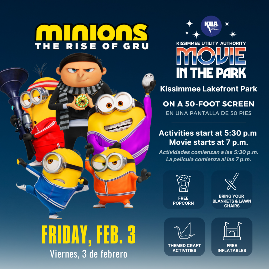 KUA to host free Movie in the Park featuring 'Minions – The Rise of GRU' |  Kissimmee Utility Authority