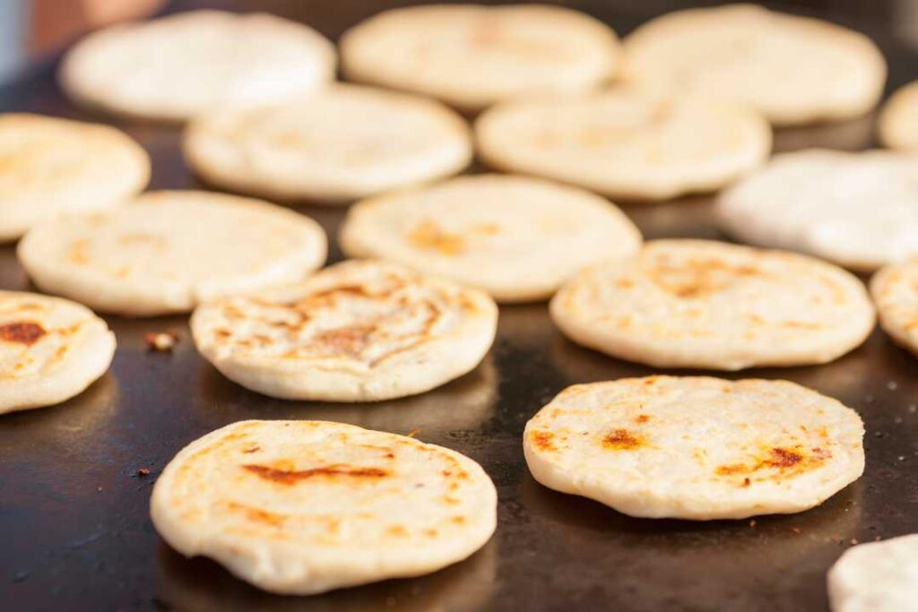 Pupusas in a skillet