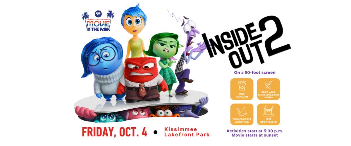 Movie in the Park Inside Out 2. October 4 of 2024 at Kissimmee Lakfront Park