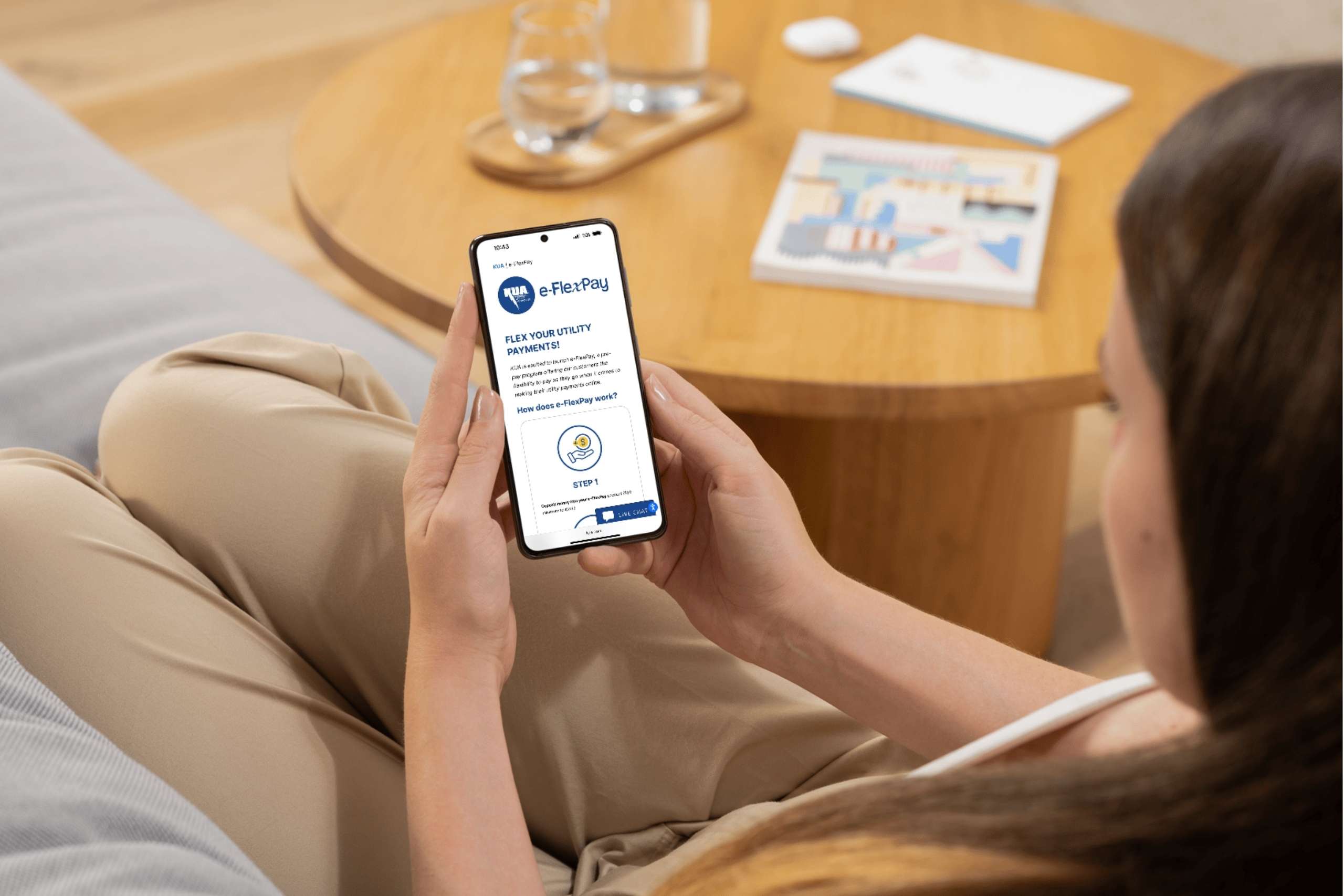 customer using eflexpay on her phone